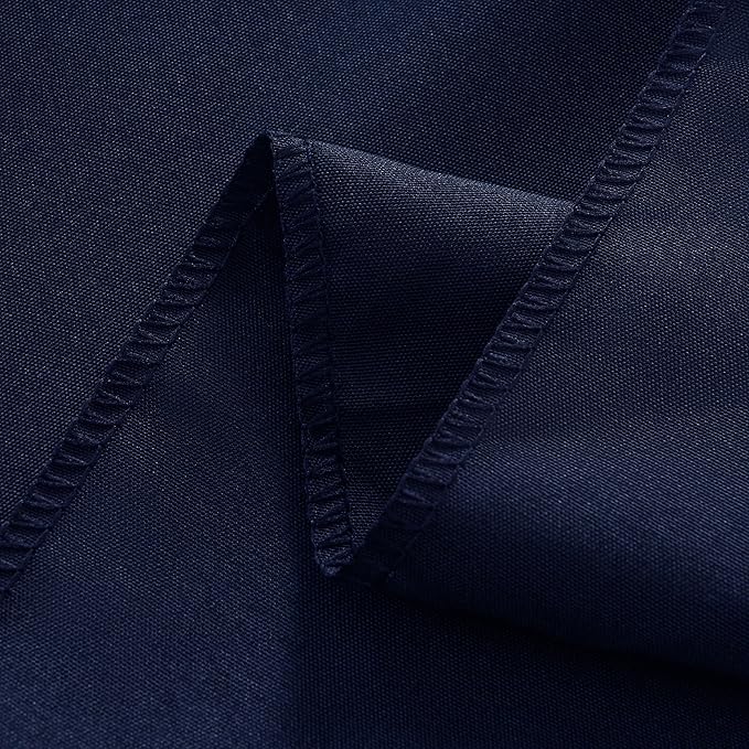 2-Pack Round 90-inch Navy Blue Table Cloths, Solid Stain and Wrinkle Resistant Circular Tablecloth, Premium Plain Weave Polyester Fabric Table Linen Covers for Hotel, Banquet