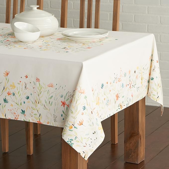 Maison d' Hermine Table Cloth Square Table 100% Cotton 60 x 60 Inches Tablecloth Reusable Decorative for Dining Room Farmhouse Home Valentines Day Decorations Spring Summer - Colmar