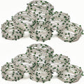 Silver Green Beaded Napkin Ring Set of 12 - Beautiful Fancy Elegant Decorative Napkin Holder for Dinner Table Decoration, Easter, Farmhouse, Wedding, Party, Family Gathering, New Year, Everyday Use