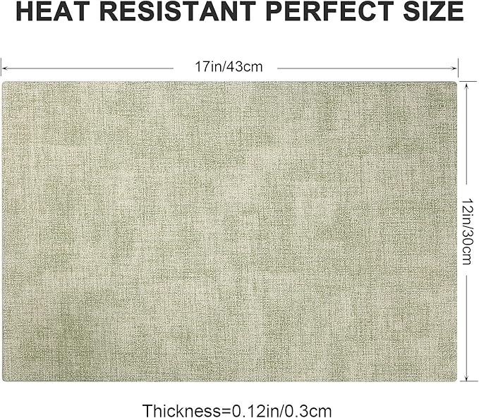 Leather Heat Resistant Placemats Set of 6 Waterproof Wipeable Washable PU Table Mats,Easy to Clean Anti-Slip Place Mats (Light Green, 6)