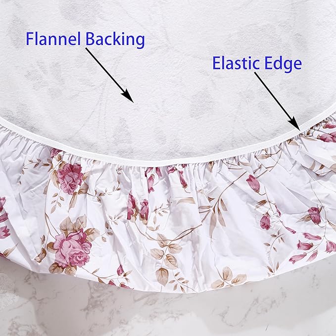 Walrus Round Vinyl Fitted Tablecloth with Flannel Backing Elastic Edge Design Table Cover Waterproof Oil-Proof PVC Table Cloth Stain-Resistant Best for 45"-56" Round