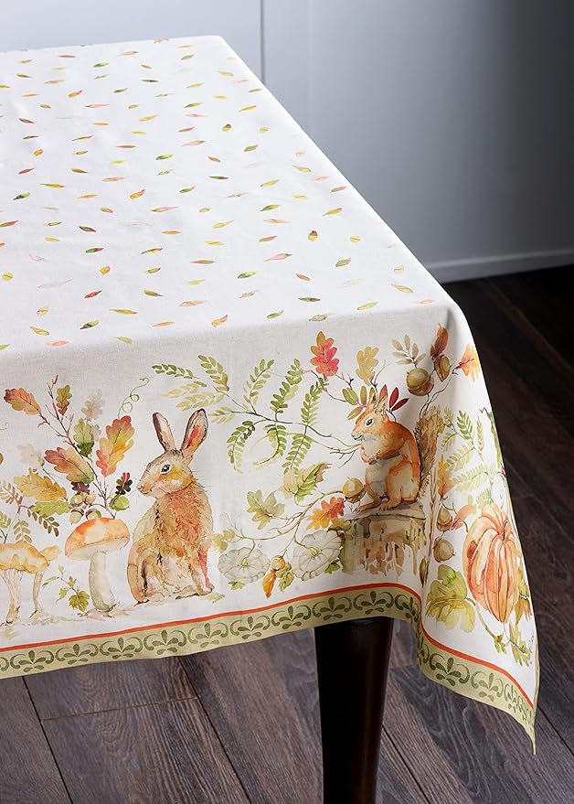 Maison d' Hermine Table Cloth Square Table 100% Cotton 54 x 54 Inches Fall Tablecloth Reusable Everyday Use for Thanksgiving Christmas Decorations Dining Farmhouse Party (Pumpkin Passion)