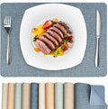 Heat Resistant Placemats Set of 4, 17x12in Waterproof Wipeable Faux Leather Non Slip Table Mats, Easy to Clean, Stain Resistant, for Kitchen Dining Room– Charcoal Blue
