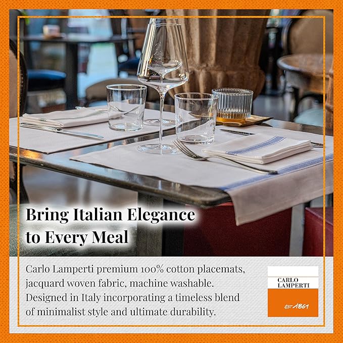 Premium Cloth Striped Placemats Set of 4 – 100% Soft Durable Jacquard Woven Cotton Table Placemats with Stain-Release Fabric – Machine Washable for Dining Table – Taupe, 20"x14"