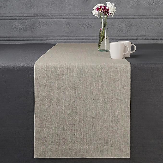 D'Moksha Homes Linen Natural Table Runner 90 Inches Long - 100% Pure Linen 14 x 90 Inch Table Runner for Dining, Valentines, Spring, Easter - Machine Washable