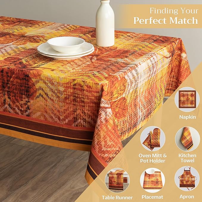 Maison d' Hermine Table Cloth Rectangle Table 100% Cotton 70 x 120 Inches Fall Tablecloth Reusable Everyday Use for Thanksgiving Christmas Decorations Dining Farmhouse Party (Thanksgiving Tartan)