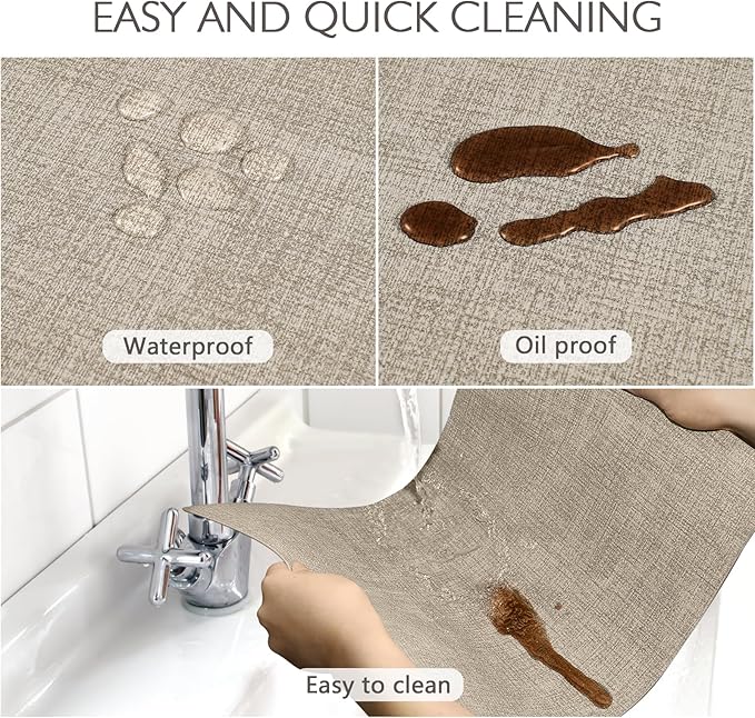 Faux Leather Placemats Set of 6 Washable PU Table mats for Kitchen Table - Heat Resistant, Waterproof, Easy Clean, Anti Slip 11.8" x 17" (Brown-6 Pack)