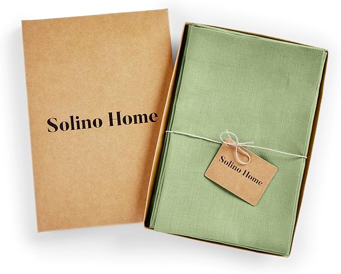 Solino Home Linen Napkins Set of 4-100% Pure Linen Laurel Green Dinner Napkins Cloth 20 x 20 Inch for Spring, Easter, St Patricks Day - Fete, Handcrafted and Machine Washable