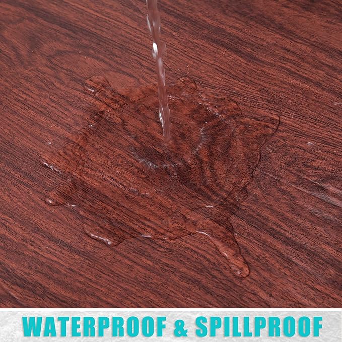 Smiry Rectangle Table Cloth Cover, Waterproof Elastic Fitted Picnic Tablecloth for 4 Foot Tables, Wipeable Flannel Backed Vinyl Tablecloths for Camping, Dining, Outdoor (Reddish Brown, 30" x 48")