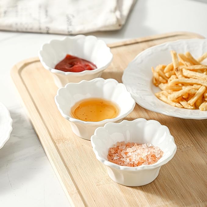 UIBFCWN 3.3oz White Dipping Bowl Set of 16, 3.7inch Ceramic Soy Sauce Dishes, Small Pinch Bowls for Condiment Sushi Olive Oil Ketchup, Dipping Sauce Cups/Bowls/Dishes for Kitchen
