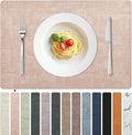 FROMHEART Faux Leather Placemats Set of 6–Waterproof,Heat/Oil Stain-Resistant PU Table Mat–Reversible,Non-Slip,Easy to Clean Place Mats for Kitchen,Dining,Indoor/Outdoor,(Pink,11.8" x 17")