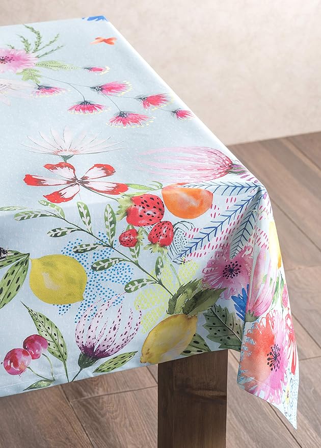 Maison d' Hermine Table Cloth Rectangle Table 100% Cotton 60 x 108 Inches Tablecloth Reusable Decorative for Dining Room Farmhouse Home Valentines Day Decorations Spring Summer - Jardin D'Ete - Mint