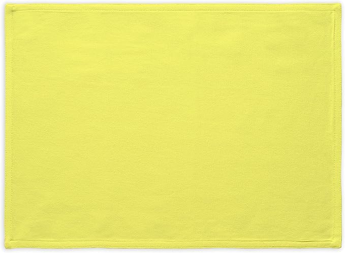 Calicot Placemats Set of 6 100% Cotton Washable Cloth Place Mats, Reusable Table Mats for Spring/Summer & Thanksgiving Christmas Decorations Kitchen Dining Party Wedding (Lemon Yellow, 13" x 19")