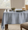 Linen Tablecloth for Square Table 60x60 Inch Blue, Farmhouse Style Blue Tablecloth, Water Resistant Burlap Tablecloths for Dining Table Farmhouse Kitchen