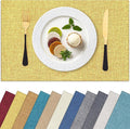 Homaxy Cloths Placemats for Dining Table Set of 8, Heat Resistant Washable Cotton Linen Blend Table Mats, Place Mats for Indoor Outdoor Party Kitchen Decoration, 13" x 19", Mustard Yellow