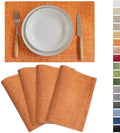 Demetex Orange Placemats Set of 4 Linen Place Mats Decorative Heat Resistant Cloth Table Mats for Party Birthday Gathering Dinner, 13x19 inch, Orange