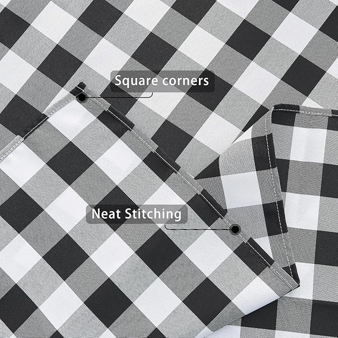 BALCONY & FALCON Gingham Table Cloth Rectangle – Machine Washable Wrinkle-Free Buffalo Checkered Tablecloth for 6ft 8ft Tables, Outdoor Picnic, Party, Kitchen Dining Decor (Black White, 55x95 Inch)