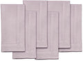 Solino Home Linen Napkins Set of 6 - Classic Hemstitch 100% Pure Linen Lilac Dinner Napkins Cloth 20 x 20 Inch for Valentines, Spring, Easter - Handcrafted and Machine Washable