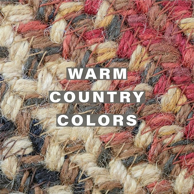 Homespice Chester Jute Woven Placemats, Warm Lodge and Cabin Decor, Set of 4, Red 13x19 Rectangle Table Mats - Vibrant Colors, Durable, Easy to Clean and Protects Furniture