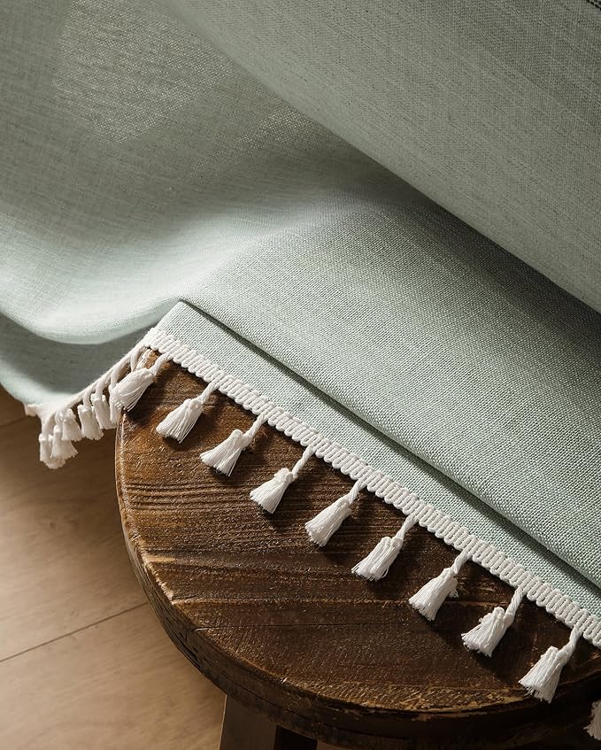 ZeeMart Contrast Linen Table Cloth Square Table Cloths 52x52 Inch Green, Farmhouse Style Heavy Weight Sage Green Tablecloth, Water Resistant Burlap Tablecloths ﻿