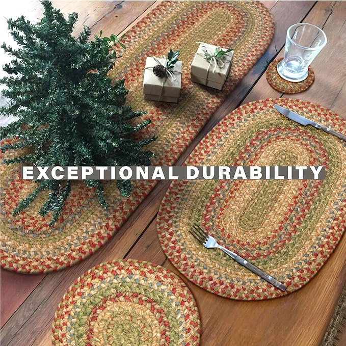 Homespice Azalea Jute Braided Trivets for Table, Warm Country Primitive Decor, Set of 3, Multicolor 8" Round Heat Resistant Mats - Rich Colors, Easy to Clean, Durable and Protects Furniture
