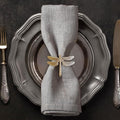 Decozen Set of 4 Gold Napkin Rings in Dragonfly Design Festive Table Decor Setting for Holiday Wedding, Birthday, Kitchen, Home Decor Housewarming Gift - Mothers Day Decorations