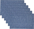 Sweet Home Collection 100% Cotton Placemats for Dining Room Rectangle Two Tone Woven Fabric 13" x 19" Soft Durable Table Mat Set, Set of 4, Dark Blue