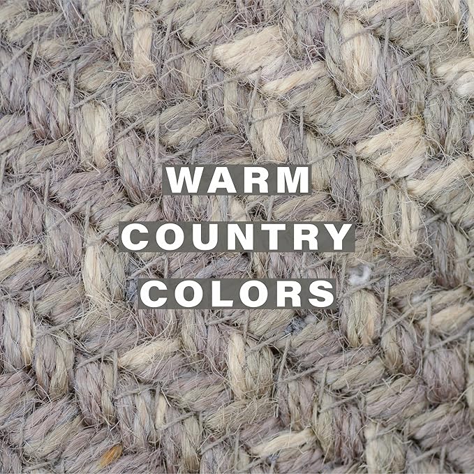 Homespice Grey Cloud Round Braided Placemats, Warm Farmhouse Decor, Set of 2, 15", Grey Jute Table Mats - Vibrant Colors, Durable, Easy to Clean and Protects Furniture