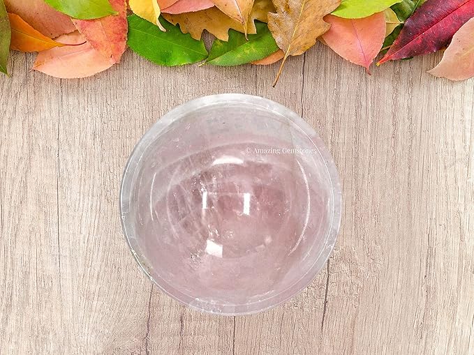Rose Quartz Crystal Bowl - 2 Inch Decorative Bowls for Room and Home Decor - Gemstone Healing Crystals for Elegant Display, Positive Energy Balance and Gift