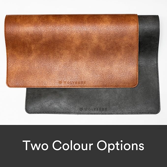 Premium Distressed Faux Vegan Leather Desk Mat | Multifunctional Desk Pad for Home Office | (Black/Grey, 12" x 36")