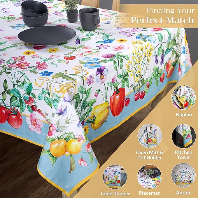 Maison d' Hermine Table Cloth Rectangle Table 100% Cotton 60 x 90 Inches Tablecloth Reusable Decorative for Dining Room Farmhouse Home Valentines Day Decorations Spring Summer - Giverny