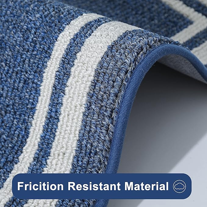 COSY HOMEER Kitchen Rugs Non-Slip 24x35/24x60 Inch Thick Polypropylene Standing Mat for Home Machine Washable, Blue