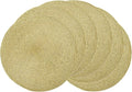 AHHFSMEI Round Braided Placemats 15 Inch Round Table Mats for Dining Tables Natural Woven Heat Resistant Place mats Set of 6 (Gold Shine)