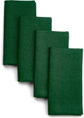 D'Moksha Homes Forest Green Linen Napkins 18 x 18 Inch - 100% Pure Linen Cloth Washable Dinner Napkins Set of 4 for St Patricks Day, Easter
