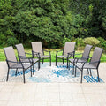 PHI VILLA Outdoor Dining Chairs Set of 6, Breathable Textilene Fabric and Metal Frame with Backrest and Armrest,Quick-Dry and Rustproof,Patio Chairs for Lawn,Garden