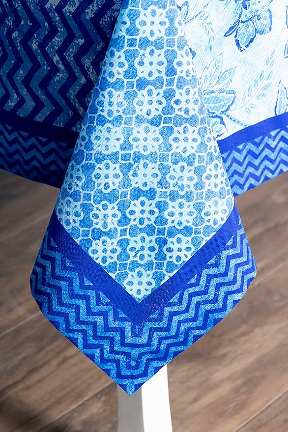 Maison d' Hermine Table Cloth Rectangle Table 100% Cotton 60 x 108 Inches Tablecloth Reusable Decorative for Dining Room Farmhouse Home Valentines Day Decorations Spring Summer - Indigo Love