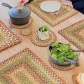 Azalea Jute Braided Kitchen Trivets for Hot Dishes, Warm Country Primitive Decor, Set of 6, Multicolor 8" Round Heat Resistant Mat - Rich Colors, Easy to Clean, Durable and Protects Furniture