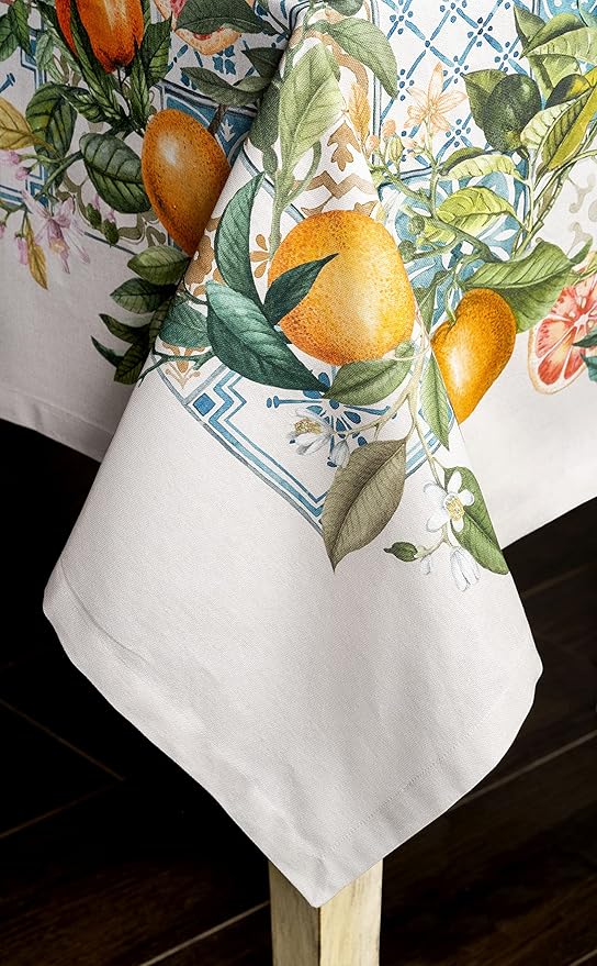 Maison d' Hermine Table Cloth Rectangle Table 100% Cotton 60 x 108 Inches Tablecloth Reusable Decorative for Dining Room Farmhouse Home Valentines Day Decorations Spring Summer - Agrume