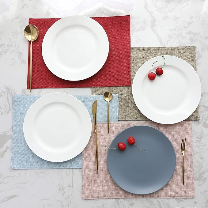 Home Brilliant Placemats Set of 6 Pink Apricot Table Place Mats for Women Wedding Valentines Decoration Blush Placemats Washable Place Mats for Dining Kitchen Restaurant Table, Pink