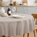 JIUZHEN Round Table Cloth Faux Linen Farmhouse Tablecloth Wrinkle and Stain Resistant Decorative Fabric Table Cover for Kitchen, Dining Room, Parties and Camping, Stone, 120 Inch Round