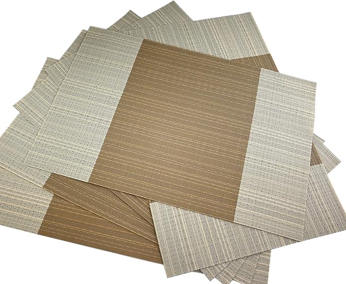 Gugrida Vinyl Grey Florals Placemats Heat Resistant Dining Table Mats Non-Slip Washable Place Mats Set of 6