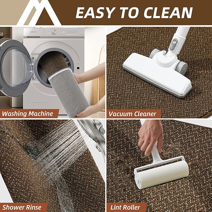 COSY HOMEER Kitchen Rugs 20"x32" Non-Slip Kitchen Mats for Floor Absorbent Stain Resistant Kitchen Floor Mat Machine Washable Rugs for Kitchen,Hallway,Sink,Brown