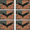 American Flag 12x18 Inch Placemats Set of 6 - Waterproof, Retro Eagle Non-Slip & Washable Table Mats for Kitchen & Dining Table Placemats