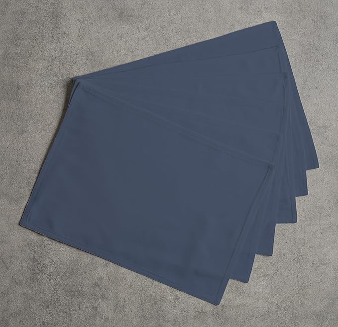 Calicot Placemats Set of 6 100% Cotton Washable Cloth Placemats, Reusable Table Mat for Spring/Summer & Thanksgiving Christmas Decorations Kitchen Dining Party Wedding (Vintage Indigo Blue, 13" x 19")