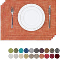 Set of 4 Fall Placemats by Kevin Textile Heat Resistant Dining Table Place Mats Kitchen Table Mats for Seasonal Autumn, 13" x 19", Orange
