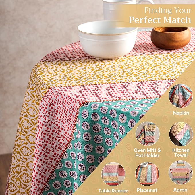 Maison d' Hermine Table Cloth Round Table 100% Cotton 69 Round Inches Tablecloth Reusable Decorative for Dining Room Farmhouse Home Valentines Day Decorations Spring Summer - Provence