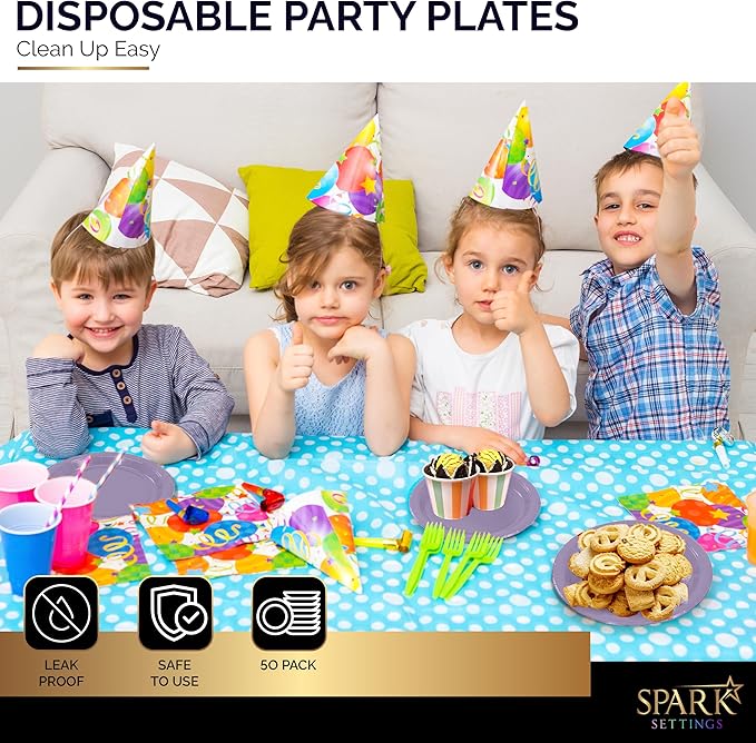 Disposable Paper Plates Lavender, 7 Inch Paper Dessert Plates, Strong and Sturdy Disposable Plate for Party, Dinner, Holiday, Picnic, or Travel Party Plate, Pack of 50