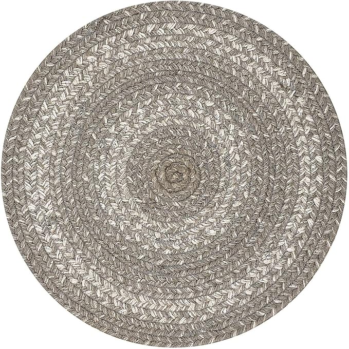 Homespice Grey Cloud Round Braided Placemats, Warm Farmhouse Decor, Set of 2, 15", Grey Jute Table Mats - Vibrant Colors, Durable, Easy to Clean and Protects Furniture