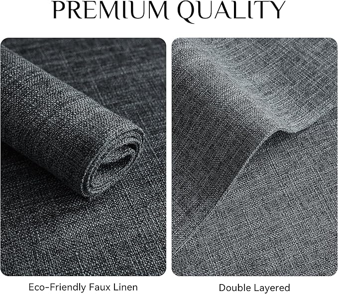 Softalker Faux Linen Placemats Set of 6-12 x 18 Inch, Heat Resistant Double Layered Durable Burlap Farmhouse Place Mats, Non-Slip Washable Rustic Table Mats for Dining, Kitchen, Party（Dark Grey