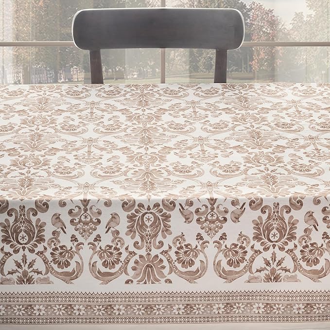 Maison d' Hermine Table Cloth Rectangle Table 100% Cotton 60 x 120 Inches Fall Tablecloth Reusable Everyday Use for Thanksgiving Christmas Decorations Dining Farmhouse Party (Allure)